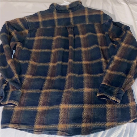 Orvis Shacket Men XL Blue Plaid Button Up Heavy Flannel Shirt Jacket Pocket - Picture 7 of 8